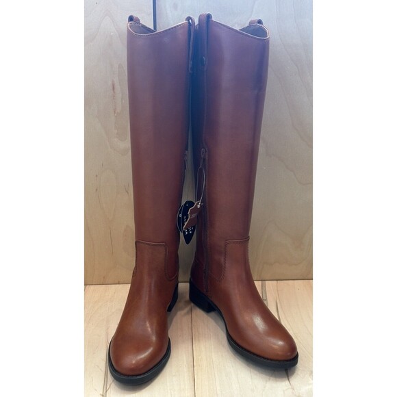 INC International Concepts Womens Fawne Leather Zip Up Riding Boots Cognac 5.5M - Picture 2 of 7